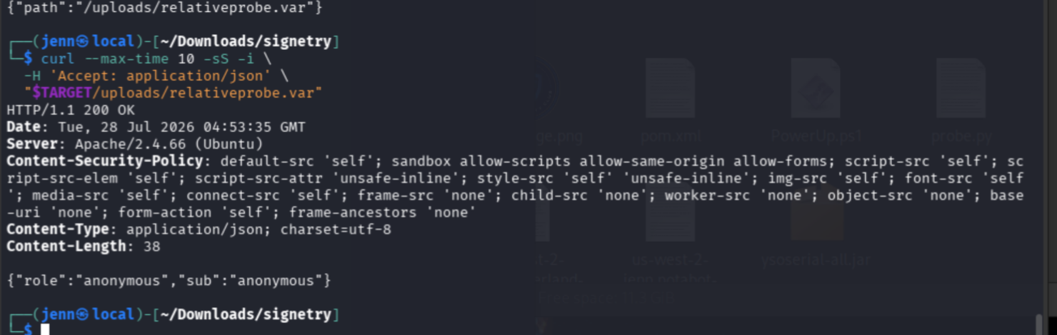 Relative path type map resolving whoami through Apache subrequest